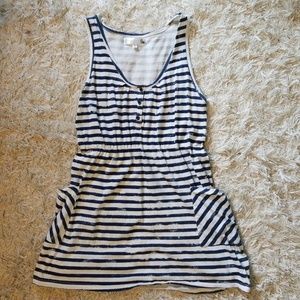 Blue and white striped dress